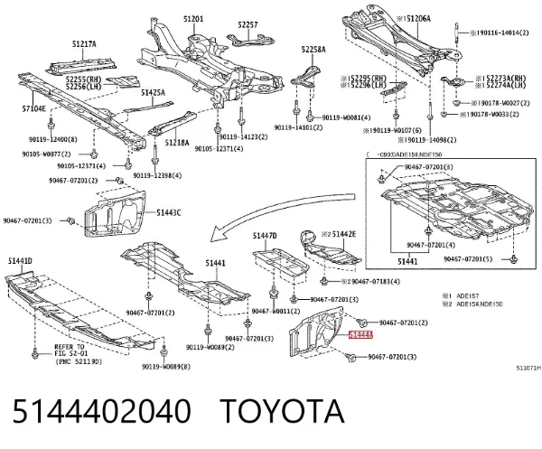 Защита двигателя левая 5144402040 Toyota