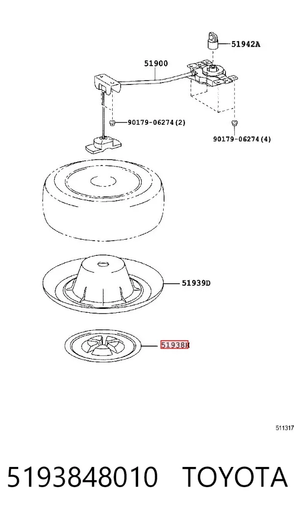 Чехол запасного колеса 5193848010 Toyota