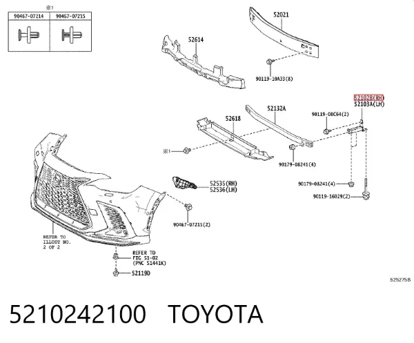 Кронштейн усилителя переднего бампера 5210242100 Toyota
