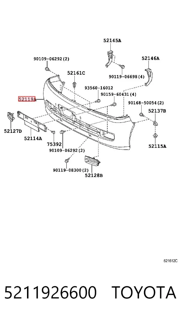 Передний бампер 5211926600 Toyota