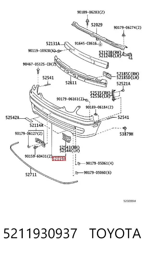 Передний бампер 5211930937 Toyota