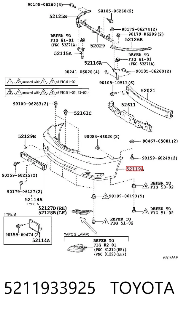 Передний бампер 5211933925 Toyota