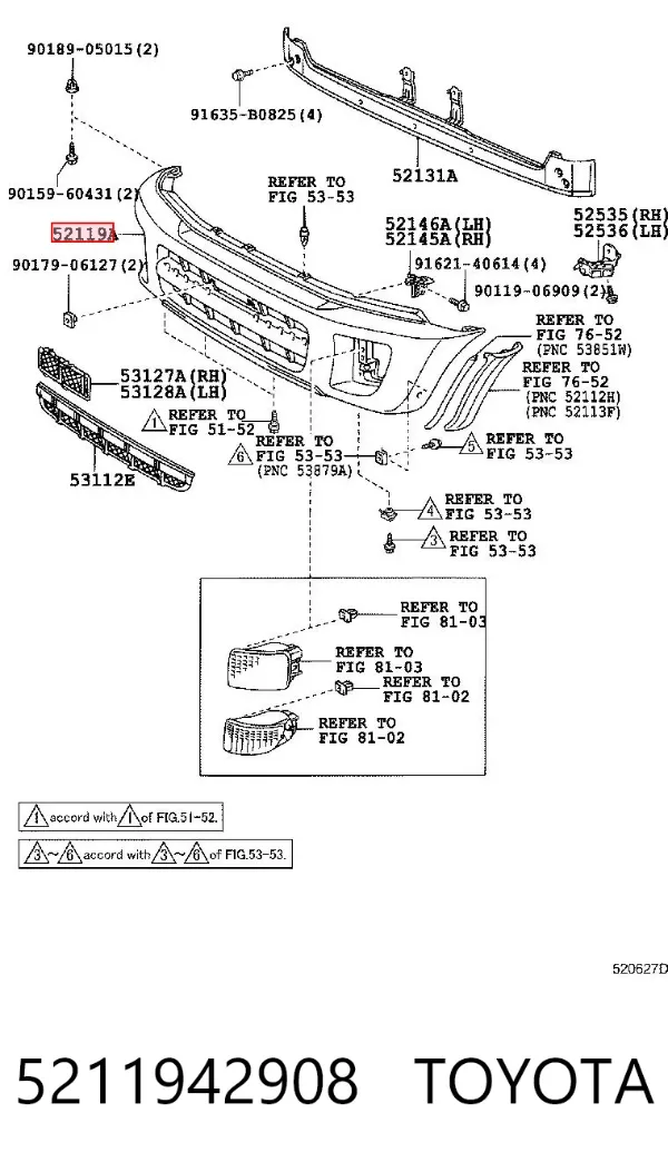 Передний бампер 5211942908 Toyota