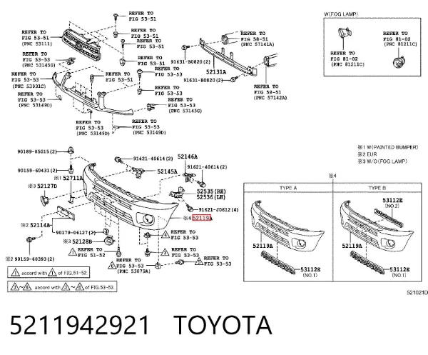 Передний бампер 5211942921 Toyota