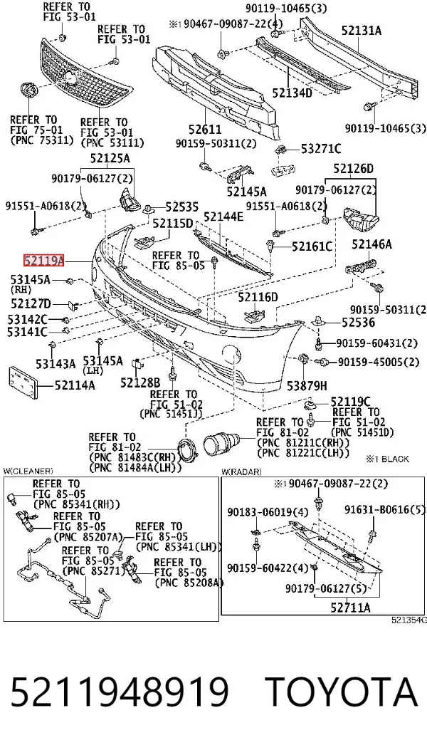 Передний бампер 5211948919 Toyota
