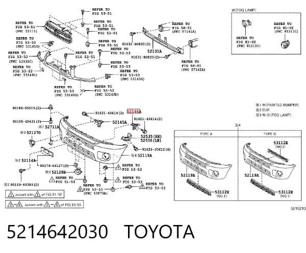 Кронштейн бампера переднего левый 5214642030 Toyota