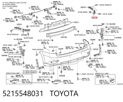 Кронштейн бампера заднего правый TOYOTA 5215548031