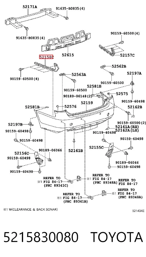 Кронштейн бампера заднего внешний левый 5215830080 Toyota