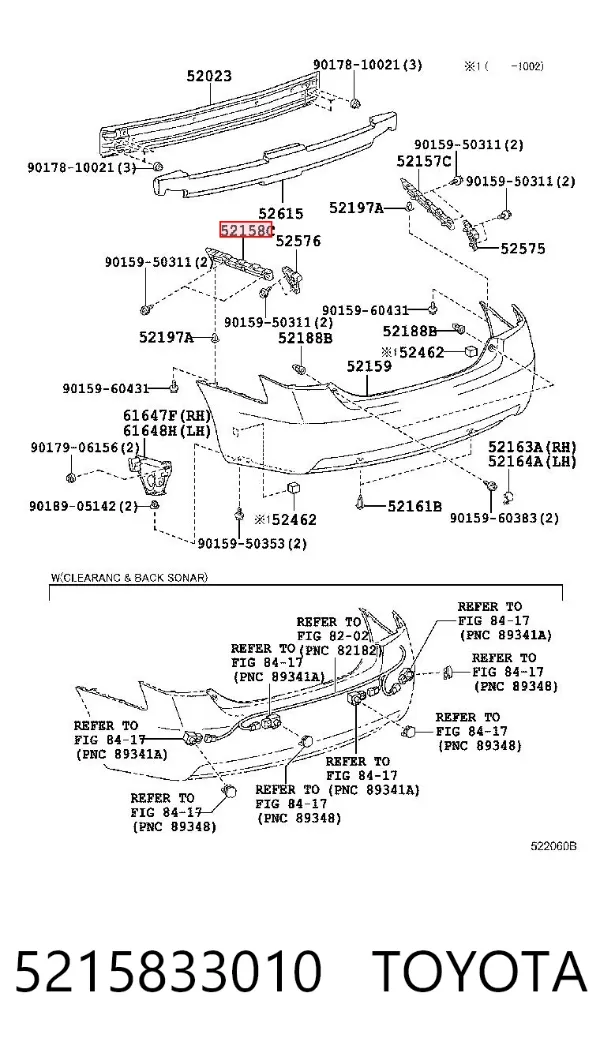 Кронштейн бампера заднего левый 5215833010 Toyota