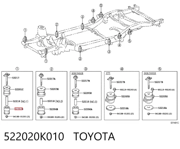 Подушка рамы (крепления кузова) 522020K010 Toyota