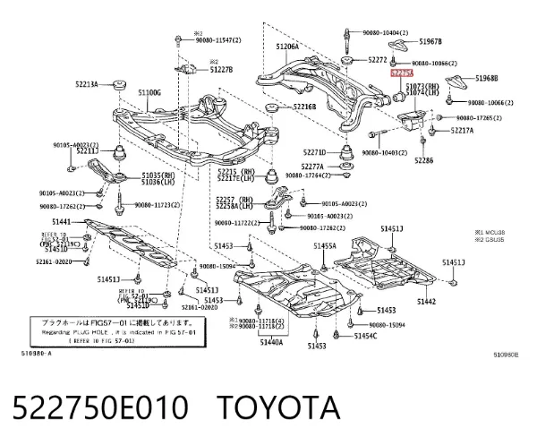 Сайлентблок задней балки 522750E010 Toyota