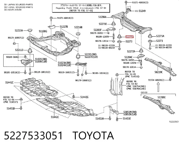 Сайлентблок задней балки 5227533051 Toyota