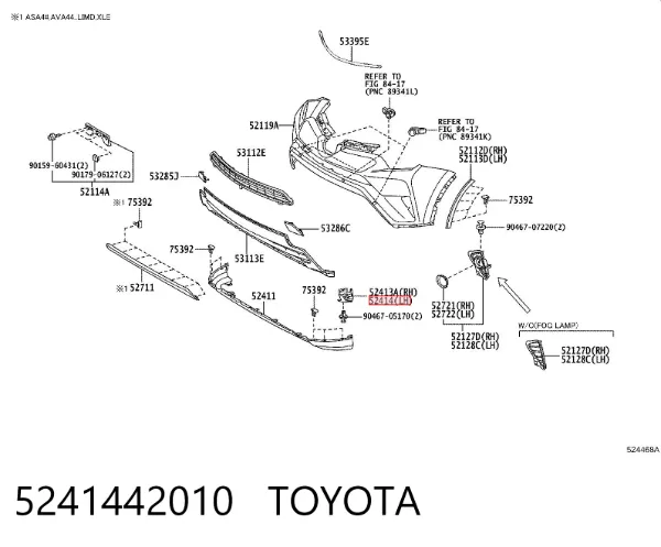 Кронштейн спойлера переднего бампера 5241442010 Toyota
