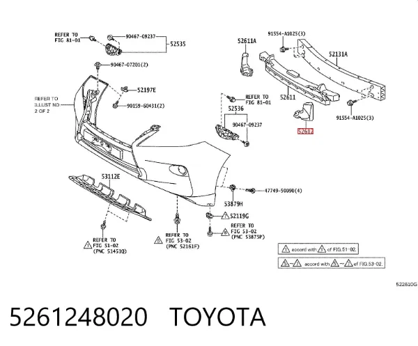 Абсорбер переднего бампера 5261248020 Toyota