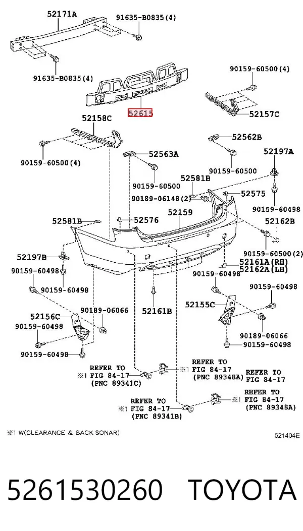 Абсорбер заднего бампера 5261530260 Toyota