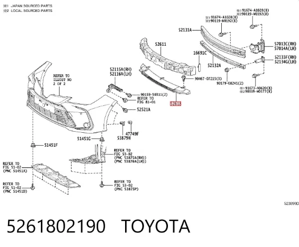 Абсорбер переднего бампера 5261802190 Toyota