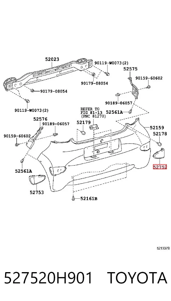 Молдинг бампера заднего правый 527520H901 Toyota