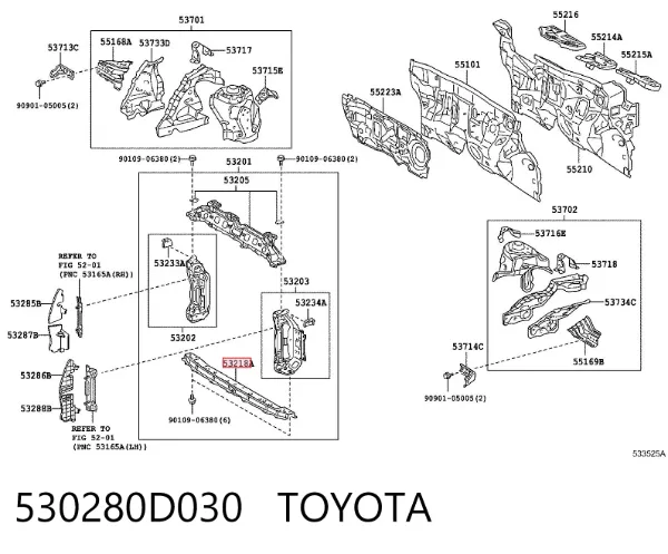 Верхняя рамка радиатора 530280D030 Toyota