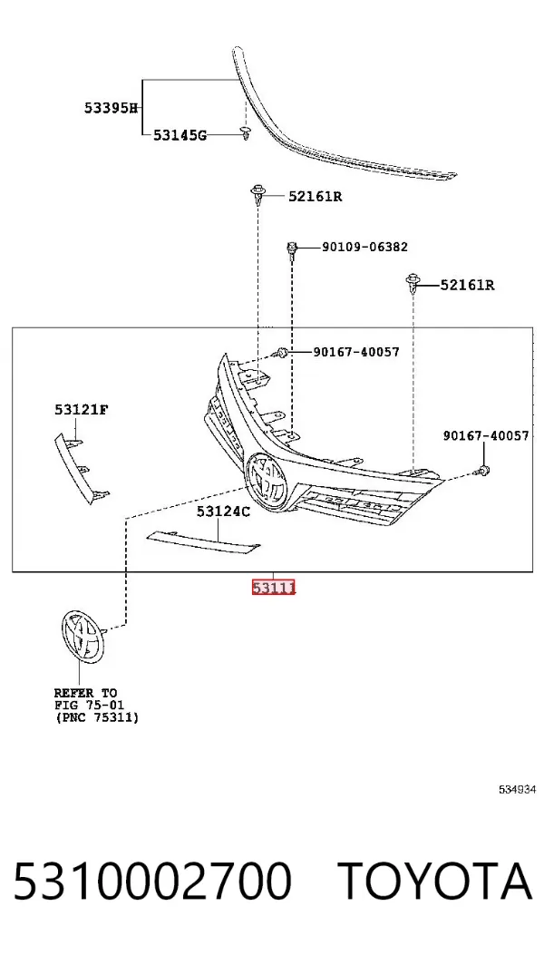 Решетка радиатора 5310002700 Toyota