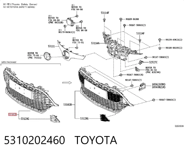 Решетка радиатора 5310202460 Toyota