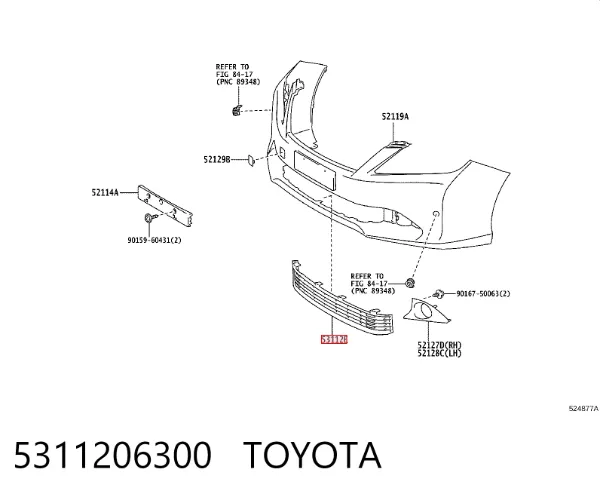 Решетка бампера переднего 5311206300 Toyota
