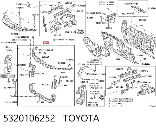 Рамка радиатора 5320106252 Toyota