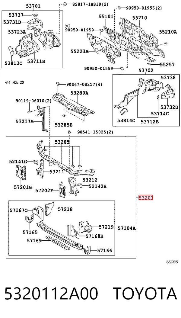 Рамка радиатора 5320112A00 Toyota