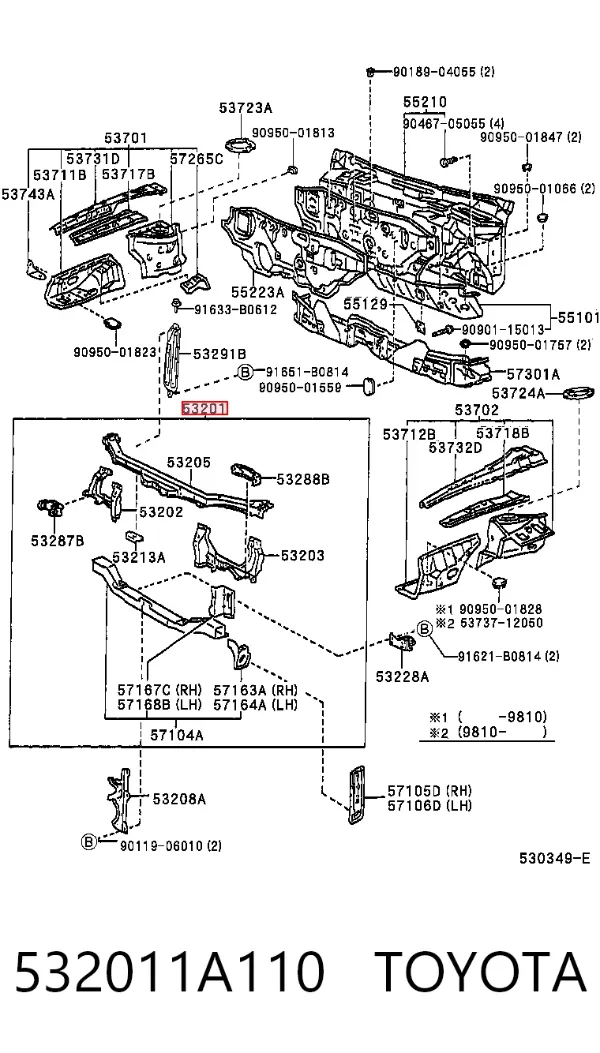 Рамка радиатора 532011A110 Toyota