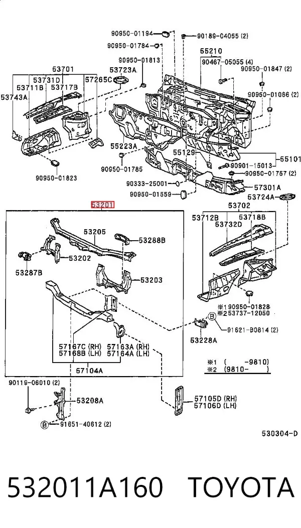 Рамка радиатора 532011A160 Toyota