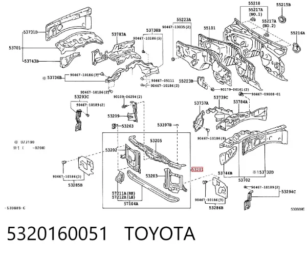 Рамка радиатора 5320160051 Toyota