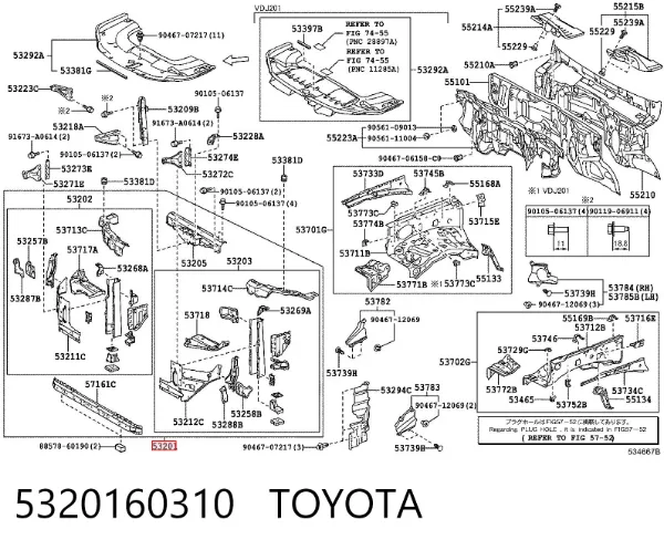 Рамка радиатора 5320160310 Toyota