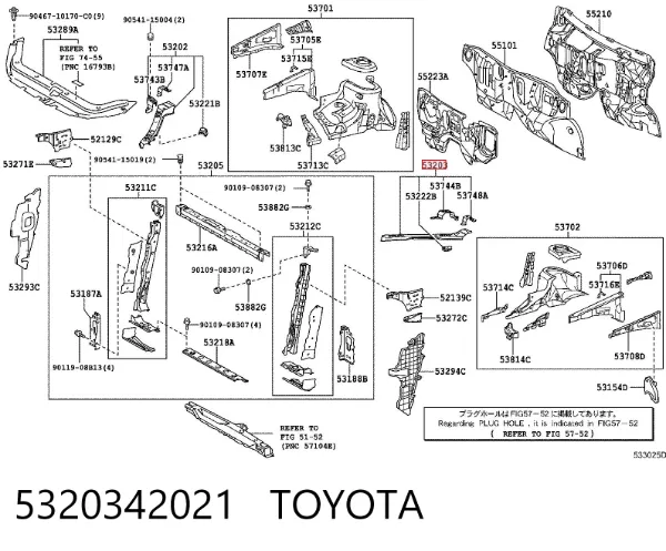 Левый верхний кронштейн радиатора 5320342021 Toyota
