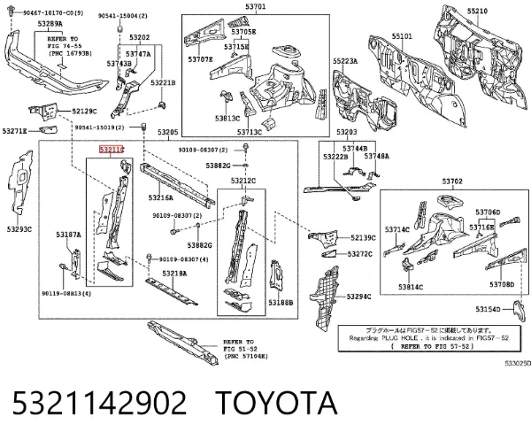 Суппорт радиатора правый (монтажная панель крепления фар) 5321142902 Toyota