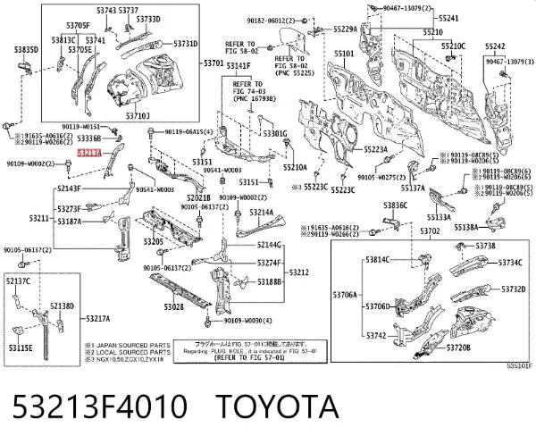 Верхняя рамка радиатора 53213F4010 Toyota