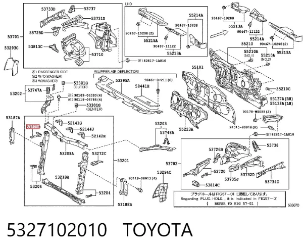 Кронштейн (адаптер) крепления фары передней правой 5327102010 Toyota