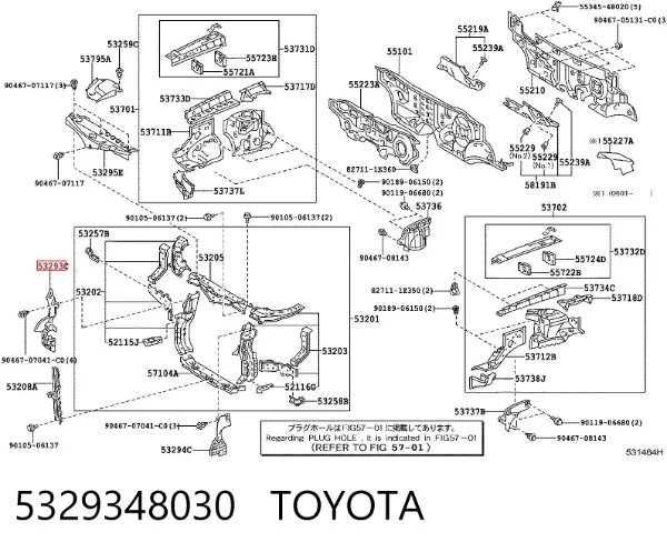Правый дефлектор радиатора 5329348030 Toyota