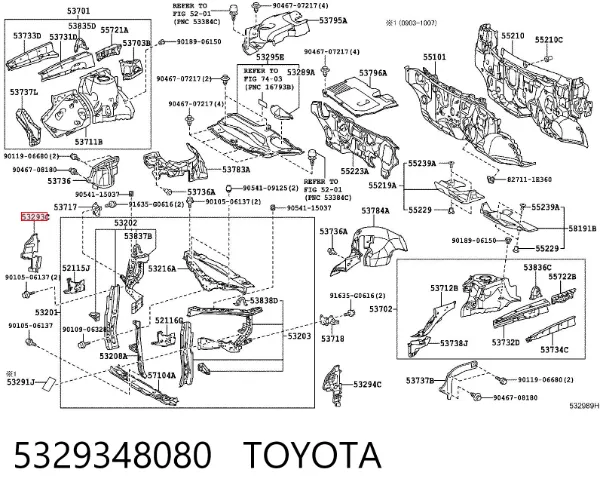 Правый дефлектор радиатора 5329348080 Toyota
