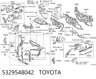Накладка передней панели (суппорта радиатора) верхняя TOYOTA 5329548042