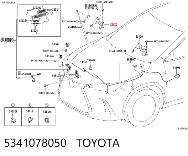 Петля капота правая 5341078050 Toyota