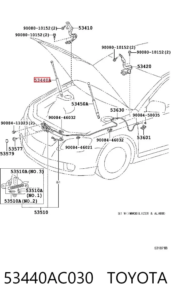 Амортизатор капота правый 53440AC030 Toyota