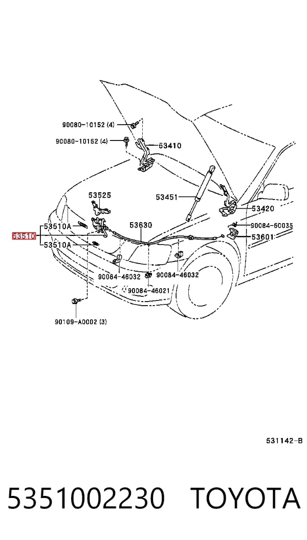 Замок капота 5351002230 Toyota