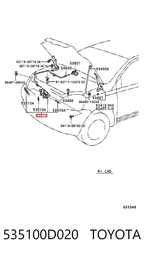 Замок капота Toyota Yaris P10