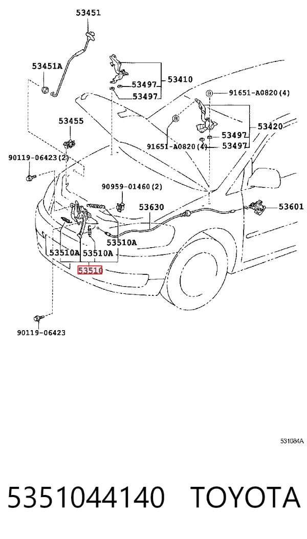 Замок капота 5351044140 Toyota