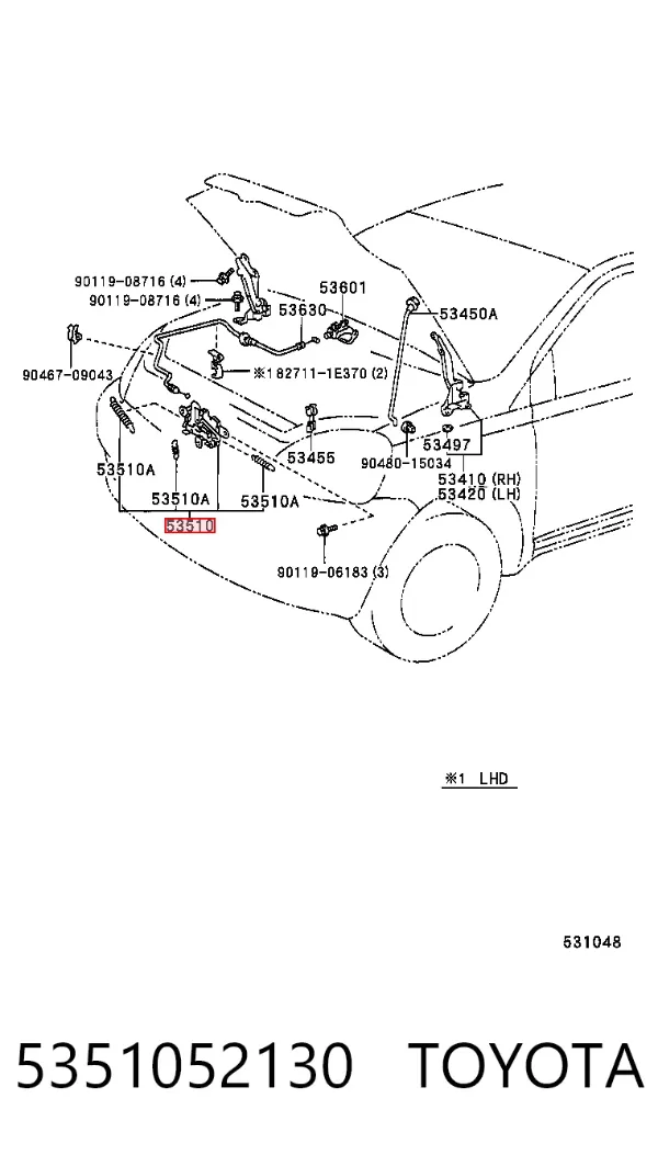 Замок капота 5351052130 Toyota