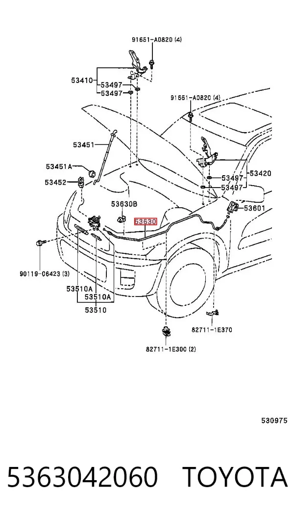 Трос капота 5363042060 Toyota