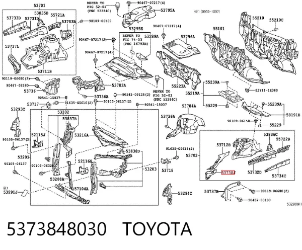 Кронштейн бампера переднего левый 5373848030 Toyota