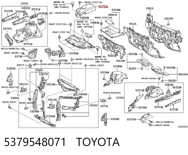 Накладка передней панели (суппорта радиатора) верхняя 5379548071 Toyota