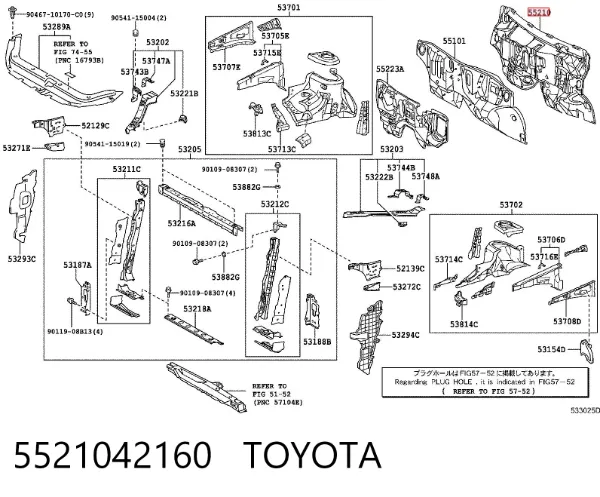 Шумоизоляция моторного щита 5521042160 Toyota