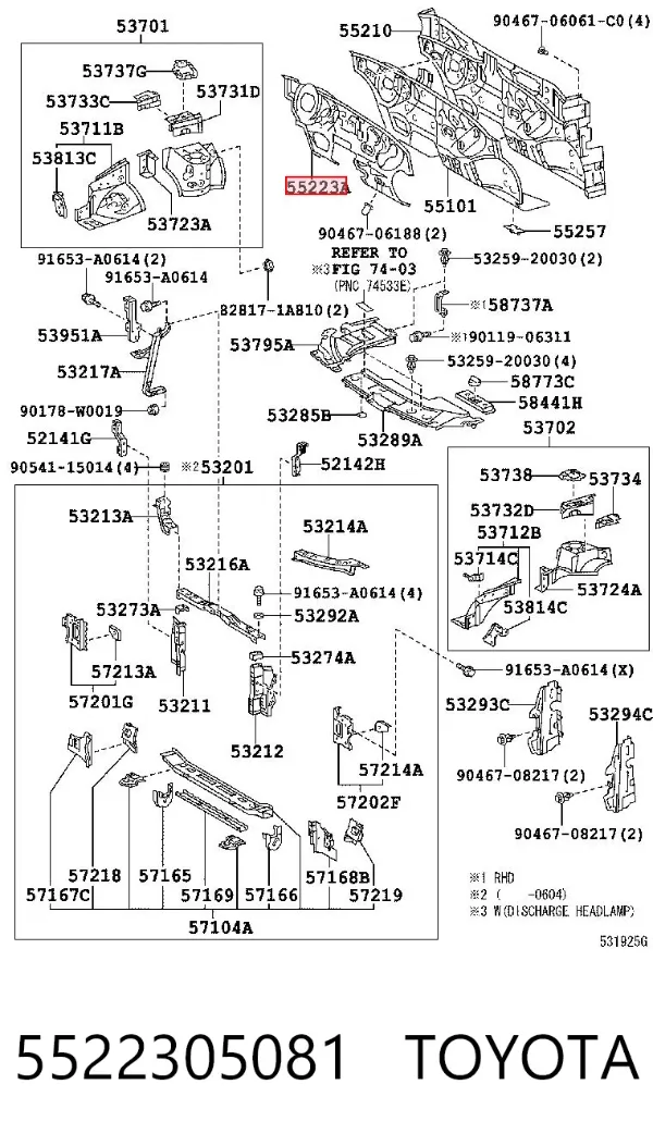 Шумоизоляция моторного щита 5522305081 Toyota