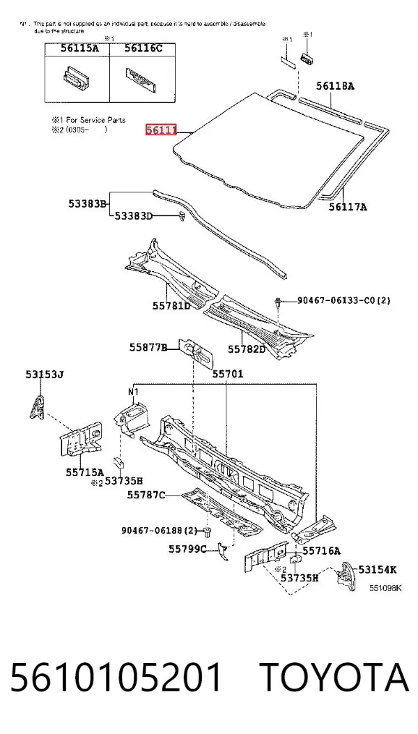Лобовое стекло 5610105201 Toyota